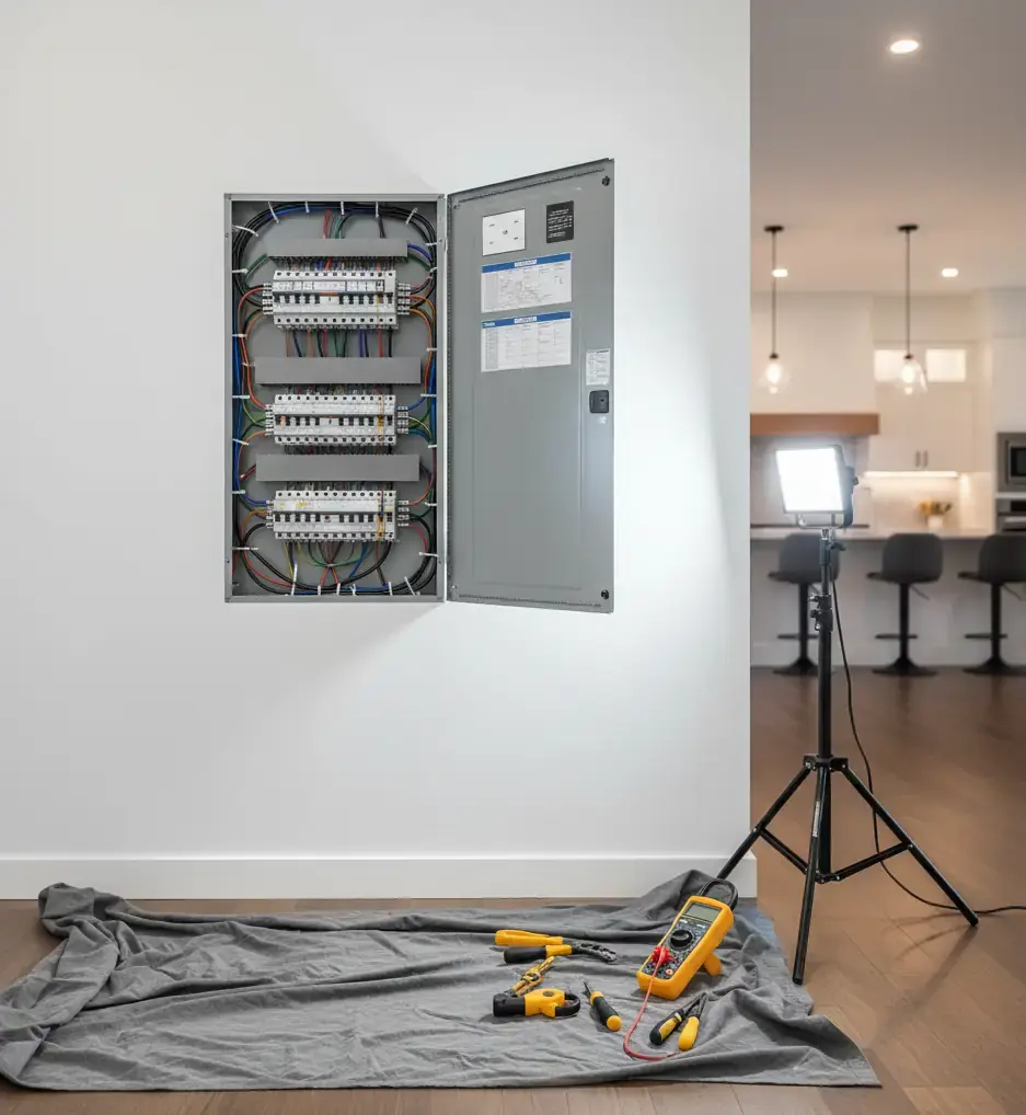 The Urban Electrician working on-site at a Calgary home